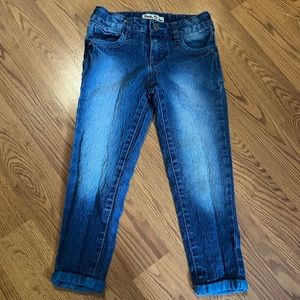 Girls Vanilla Star blue stretch denim turquoise pocket accents and hem